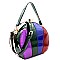 Multi-colored Patchwork Patent Frame Round Satchel MH-LHU162PT