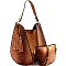 Zipper Accent Ostrich Embossed 2 in 1 Hobo MH-LHU163