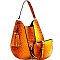 Zipper Accent Ostrich Embossed 2 in 1 Hobo MH-LHU163