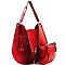 Zipper Accent Ostrich Embossed 2 in 1 Hobo MH-LHU163