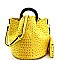 2-Way Handle Accent Ostrich Satchel Wallet SET