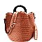 2-Way Handle Accent Ostrich Satchel Wallet SET