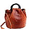 Handle Accent Ostrich Embossed 2-Way Satchel Wallet Set