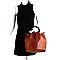 Handle Accent Ostrich Embossed 2-Way Satchel Wallet Set