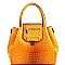 Flip-Lock Accent Ostrich Embossed 2-Way Satchel MH-LHU201