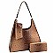 3 in 1 Ostrich Print Single Strap Hobo Wallet SET