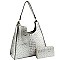 3 in 1 Ostrich Print Single Strap Hobo Wallet SET