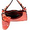 3 in 1 Ostrich Print Single Strap Hobo Wallet SET