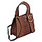 Top Handle Ostrich Croc Buckle Satchel