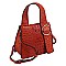 Top Handle Ostrich Croc Buckle Satchel
