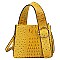 Top Handle Ostrich Croc Buckle Satchel