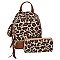3-in-1 Leopard Print Convertible Backpack Wallet Set