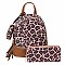 3-in-1 Leopard Print Convertible Backpack Wallet Set