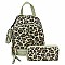 3-in-1 Leopard Print Convertible Backpack Wallet Set