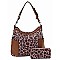 Side Pocket Leopard Print Hobo Wallet SET