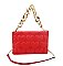 Heart Embossed Print Chain Link Crossbody Bag