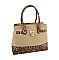 Leopard Colorblock Padlock Satchel