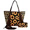 Leopard-Cow-Sunflower Printed Fringed 2-in-1 Shopper