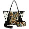 Leopard-Cow-Sunflower Printed Fringed 2-in-1 Shopper