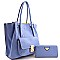 Alluring Contrasting Color Tote with Matching Wallet