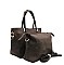 V METAL ACCENT High Quality Faux Leather Tote