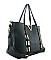 V METAL ACCENT High Quality Faux Leather Tote