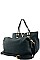 V METAL ACCENT High Quality Faux Leather Tote