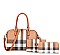 3 in 1 PLAID Print Boston Satchel Clutch Wallet SET