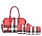 3 in 1 PLAID Print Boston Satchel Clutch Wallet SET