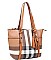 2 IN-1  Monogram Plaid Tote Bag + Crossbody