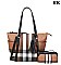 2 IN-1  Monogram Plaid Tote Bag + Crossbody