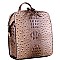 STRUCTURED OSTRICH EMBOSSED BACKPACK