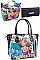 NICOLE LEE STUDDED 3 IN 1 CUTE TIARA PRINT SATCHEL