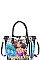NICOLE LEE STUDDED 3 IN 1 CUTE TIARA PRINT SATCHEL
