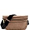 STUDDED BRASS-TONE FANNY PACK SLING BAG