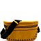 STUDDED BRASS-TONE FANNY PACK SLING BAG