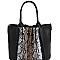 Snake Print Accordion Accent 2-Way Tote