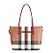 2 IN 1 TRENDY SMOOTH PLAID DESIGN TOTE BAG SET