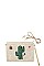 DESERT CACTUS AND SUN PRINT STRAW POUCH CROSSBODY BAG