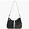 Rhinestone Buckle Flap Nylon Shoulder Bag Hobo