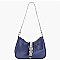 Rhinestone Buckle Flap Nylon Shoulder Bag Hobo