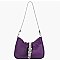 Rhinestone Buckle Flap Nylon Shoulder Bag Hobo