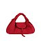 Faux Suede Flap Satchel