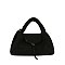 Faux Suede Flap Satchel
