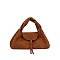 Faux Suede Flap Satchel
