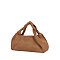 Faux Suede Flap Satchel