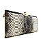 Metal Frame Snake Print Jewel-top Clutch