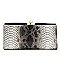 Metal Frame Snake Print Jewel-top Clutch