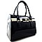 Patent Frame Boxy Shape Satchel Purse