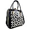 wholesale Patent Leopard Print Jewel-Top Framed Satchel